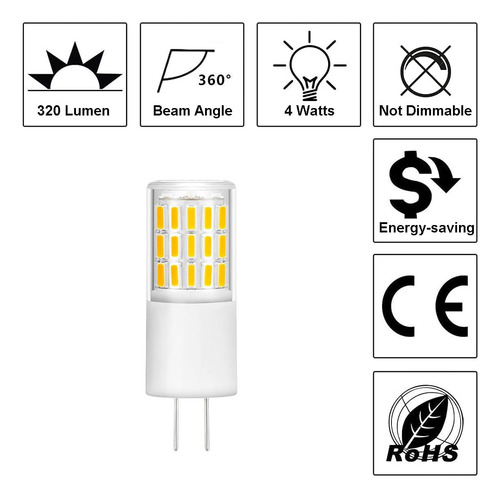 Yosenmi G4 Led Bulbo 4w, 30w G4 Reemplazo De Bombilla De Hal