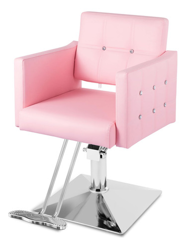 Silla De Salón Rosa Giratoria Con Respaldo Ajustable Rosado/plateado Tipo De Respaldo Forma De La Base