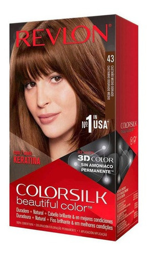Kit Tinta Revlon  Colorsilk beautiful color™ tono 43 castaño medio dorado para cabello