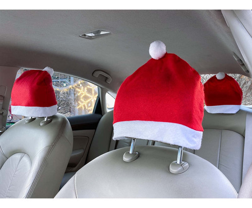 Yixin 4-piece Santa Claus Sombrero Coche Asiento Cabeza Cubi