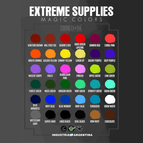 Imagen 10 de 10 de Set Tattoo Extreme 20 Tintas X 1oz = 20 Oz Tatuajes Tatuar