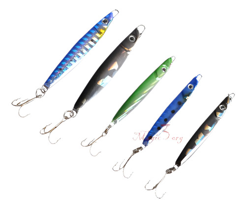 Assorted 5pcs Metal Jigs Cuchara Señuelo Gancho De Cebo De P