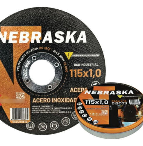 Disco De Corte 115 X 22 X 1 Mm Pack X 10 U Nebraska Metales Negro