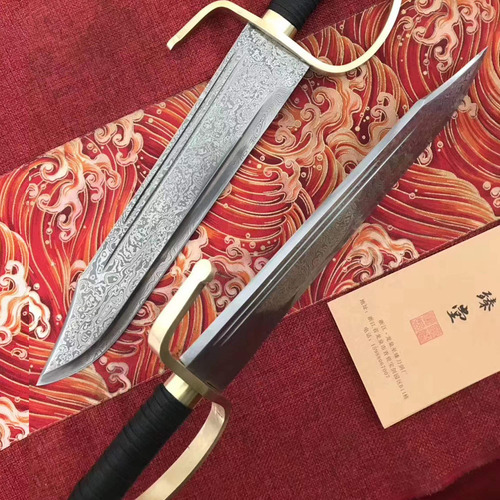 Wing Chun Butterfly Sword Damascus Folded Steel Blade Sharp