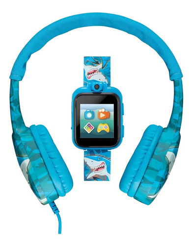 Set Audifonos Reloj Itouch Niño Dinosaurio 900289m42x01 Color de la correa Azul / Tiburones