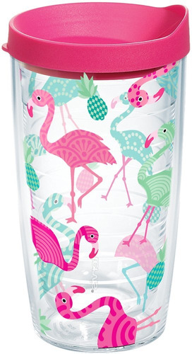 Vaso Aislado Con Diseño De Flamencos, Con Enorio Y Tap...