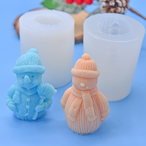 (b) Molde De Silicona Con Forma De Muñeco De Nieve Para Vela
