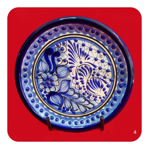 Imagen 7 de 9 de Set 10 Platos De Talavera Poblana 15 Cm Azul Trad Postre Plt