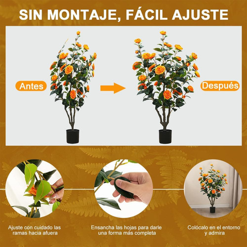 Árbol Artificial Camelia En Maceta Para Hogar Oficina 100cm
