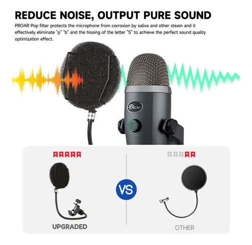 Micrófono Pop Filter Proar Para Blue Yeti, Blue Snowball