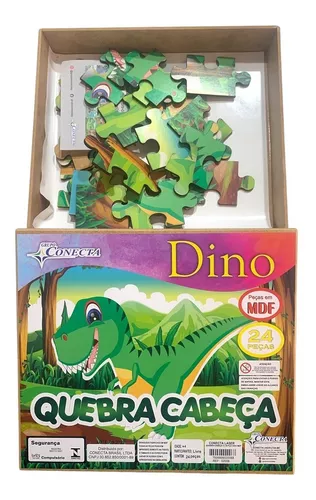 Quebra cabeça Puzzle Dinossauro com 30 peças em MDF - 965 - Pais e