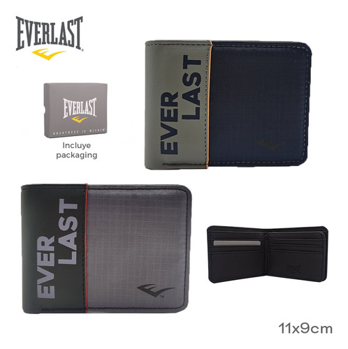 Billetera Everlast Con Cierre - Para Tarjeteros Y Billetes Eve 27809.1 Negro Liso