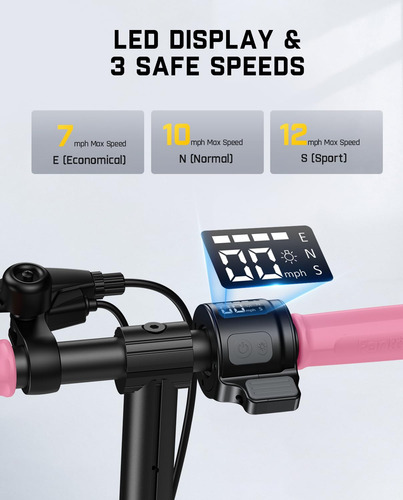 Patinete Eléctrico Ajustable Y Plegable Para Niños Rosado