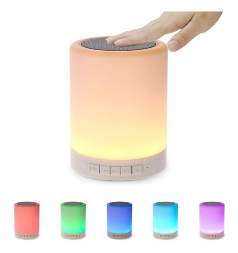 Lámpara De Mesa Mp3 Led Táctil 7 Colores En 1