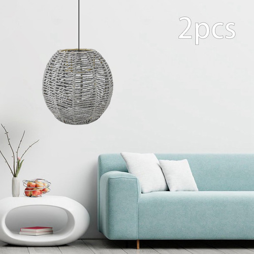 2x Pantalla De Lámpara Colgante Cuerda De Papel Tejida
