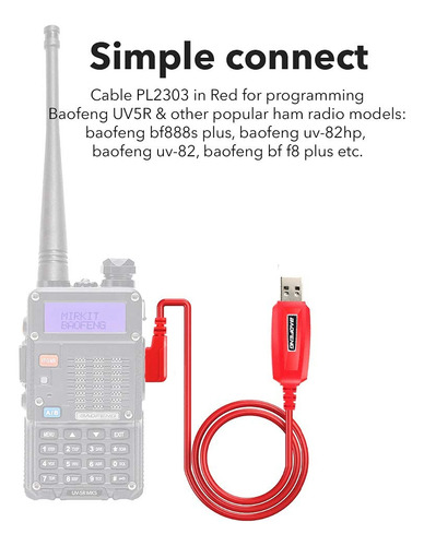 Baofeng Cable De Programación Uv-5r/5ra/5r Plus/5re, Uv3r Pl