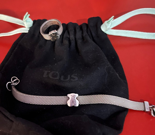 Pulsera Y Anillo Tous Plata 6.5 Excelente Estado Plateado 16 Cm (Usado)