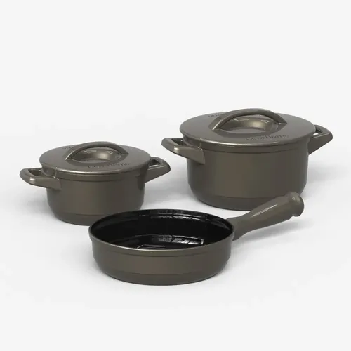 Conjunto de Panelas Cerâmica Duo+ 3 Peças Ceraflame - Sand Gray - R$ 558,77