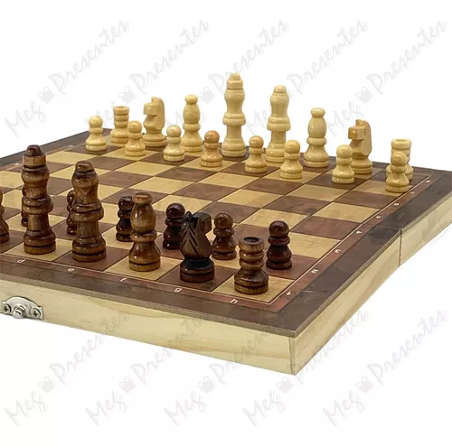Jogo xadrez 4040 madeira macica dobravel