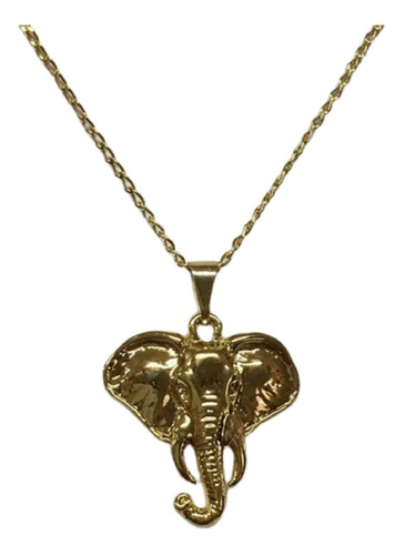 Elefante Africano Con Cadena Chapa De Oro 22 K