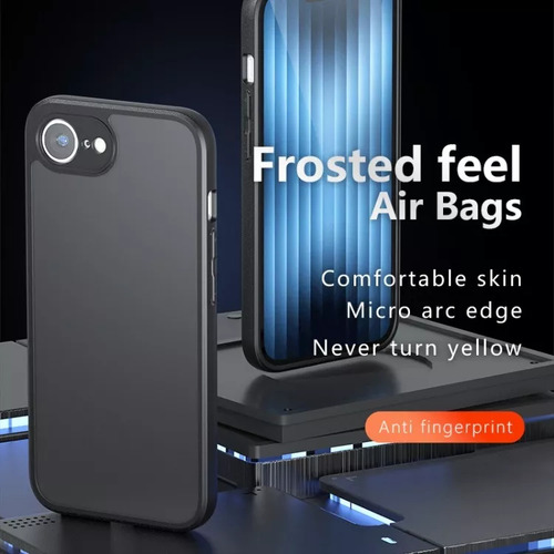 Capa Preta Fosca À Prova De Choque E Durável Para iPhone 16e