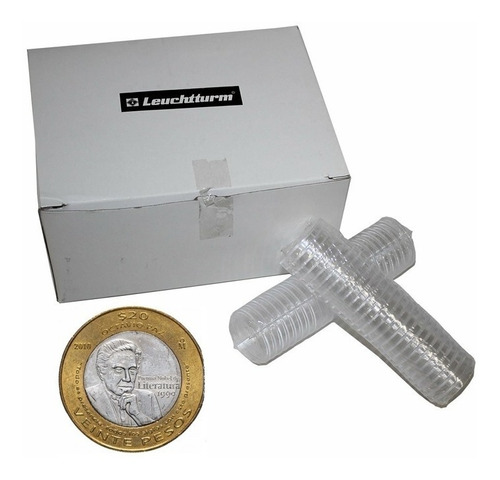 Imagen 1 de 8 de 100 Cápsulas Para Moneda De 20 Pesos 32mm Marca Lighthouse