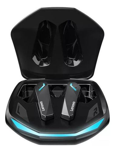 Audífono in-ear gamer inalámbrico Lenovo LivePods GM2 PRO negro con luz  azul LED