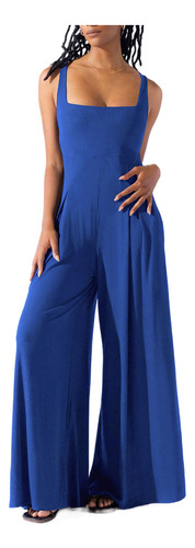 Mono Casual De Punto Con Tirantes De Pierna Ancha Para Mujer