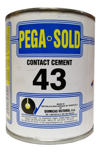 Cemento De Contacto Pega Sold 43 Pega Amarilla  1/4 Galon