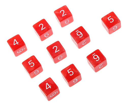 10x De Dados De Juguete De Dados Poliédricos De 6 Rojo Rojo