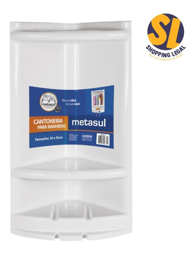 Imagem 1 de 6 de Cantoneira Banheiro Shampoo Sabonete Branca Metasul