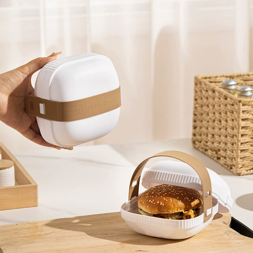 Caja Portátil De Mano Para Hamburguesas Bento Box Sandwich O