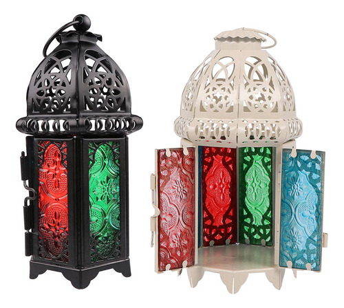 Farol De Té Con Luces Decorativas Marroquíes De Cristal, 2 U