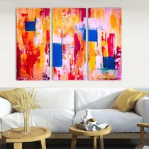 Comprar Set Cuadros Tripticos Modernos 60x90 Abstracto Madera M9