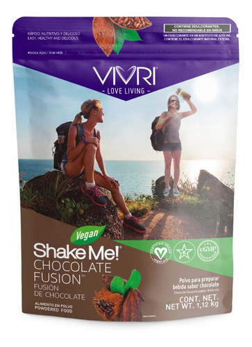 Vivri Shake Me Chocolate Fusion 20 Porciones 1.1 Kg Vegano