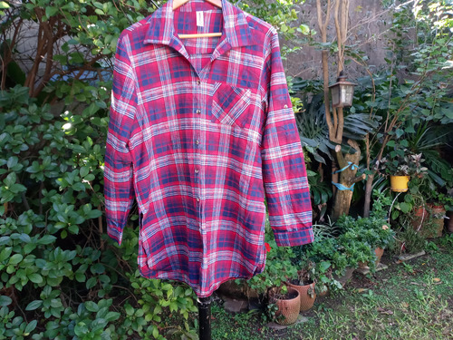 Camisa Cuadros Larga Rojo Azul