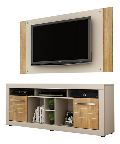 Rack Bancada E Painel Para Tv Firenze Off White Cinamomo