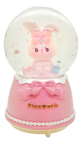 Pinkdoris Bola Esfera De Nieve Luz Musica Coneja Rosa Kawaii