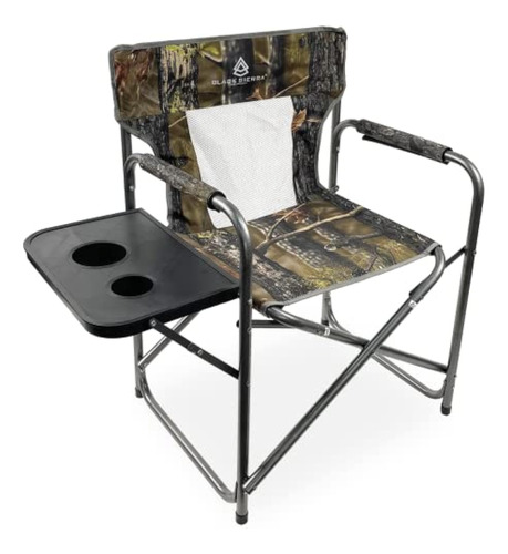 Black Sierra Directors Camping Chair W/side Table, Steel