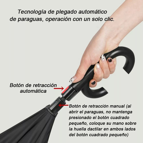 Paraguas Invertido Con Doble Refuerzo, Resistente A Vientos Y Lluvias Fuertes, Mango Ergonómico En Forma C, Paraguas Grande Reversible Libre De Escurrimientos, Color Gris