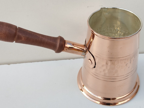Imagen 3 de 4 de Cafetera Turca De Cobre Xl 350c Cobre Macizo Bañada En Plata