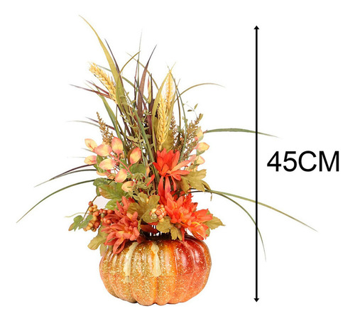 Calabaza Artificial De Halloween Con Flores Centro De Mesa A