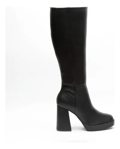 Botas negras de tacon ancho new arrivals