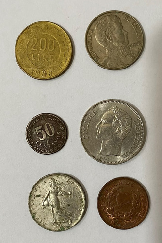 6 Monedas Paraguay Venezuela Francia Colombia Italia 1m348