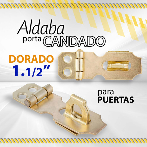 Aldaba Porta Candado 1.1/2 Dorada Brasil Al100 / 000001689
