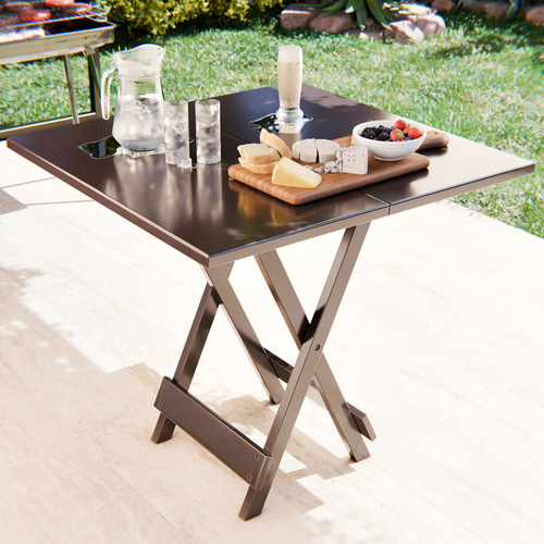 Mesa de Jantar 70x70 Dobrável Bistrô para Barzinho com 4 Cadeiras Cor Açai