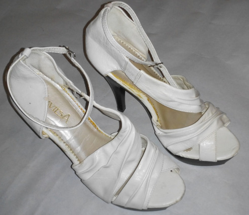 Sandalias Altas Tacon Plataforma Blancas Traviesa Talla 40