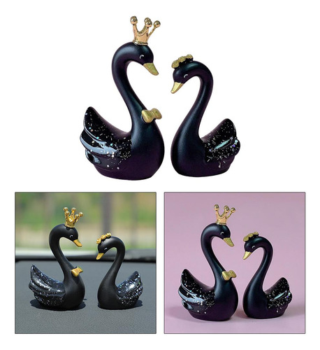 Resina Cisne Estatua De Pie Escultura Arte Novedad Negro
