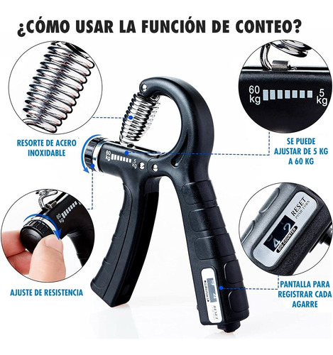 Imagen 3 de 5 de Hand Grip Entrenamiento Muñeca Manos Antebrazo Mancuerna