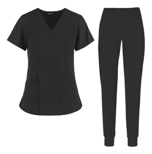 Conjunto De Uniforme De Enfermería Unisexrosa /negro